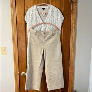 Loft outfit white top and khaki pants